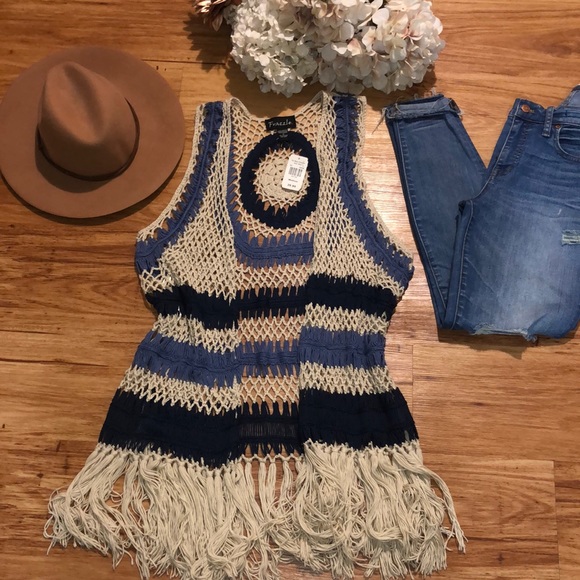 Other - Frazzle blue crochet vest NWT